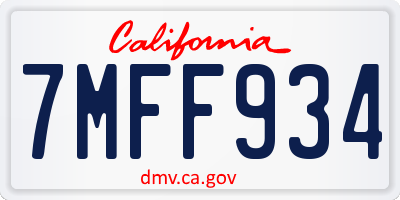 CA license plate 7MFF934