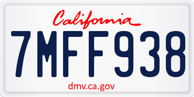 CA license plate 7MFF938