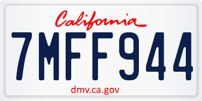 CA license plate 7MFF944
