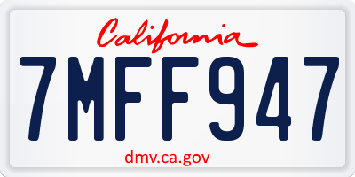 CA license plate 7MFF947