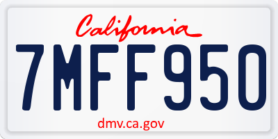 CA license plate 7MFF950