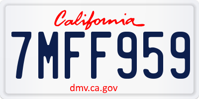 CA license plate 7MFF959