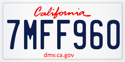 CA license plate 7MFF960