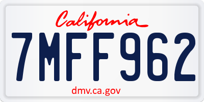 CA license plate 7MFF962