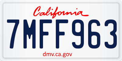 CA license plate 7MFF963