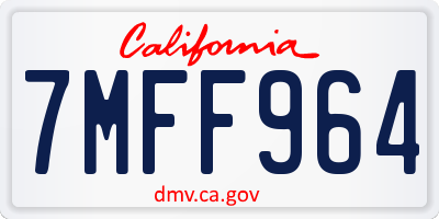CA license plate 7MFF964