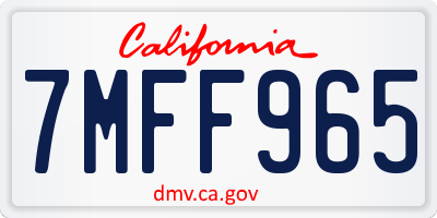 CA license plate 7MFF965