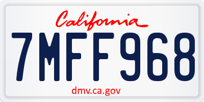 CA license plate 7MFF968