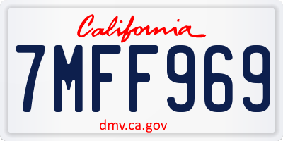 CA license plate 7MFF969