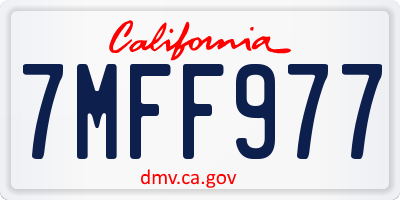 CA license plate 7MFF977