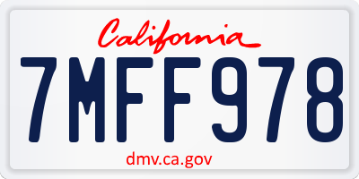 CA license plate 7MFF978