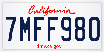 CA license plate 7MFF980