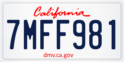 CA license plate 7MFF981
