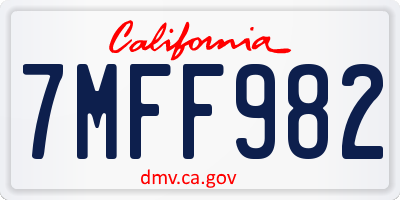 CA license plate 7MFF982
