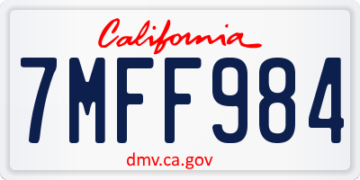 CA license plate 7MFF984