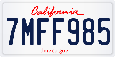 CA license plate 7MFF985