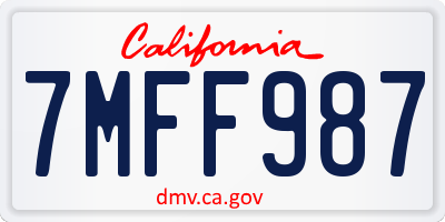 CA license plate 7MFF987