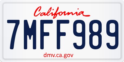 CA license plate 7MFF989