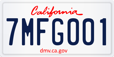 CA license plate 7MFG001