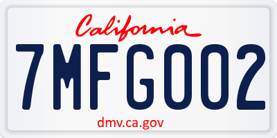 CA license plate 7MFG002