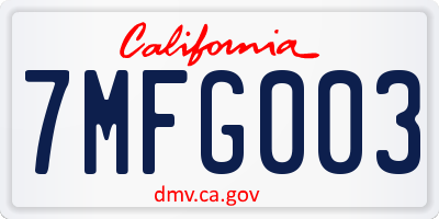 CA license plate 7MFG003