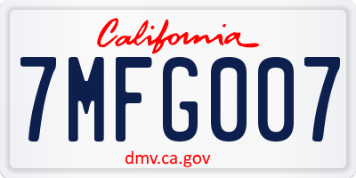 CA license plate 7MFG007