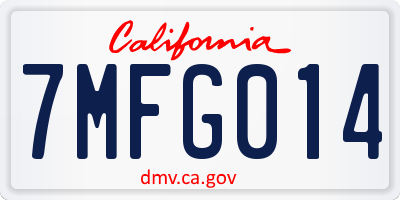 CA license plate 7MFG014