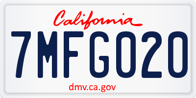CA license plate 7MFG020