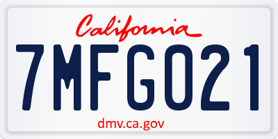 CA license plate 7MFG021
