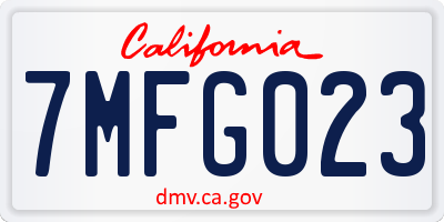 CA license plate 7MFG023
