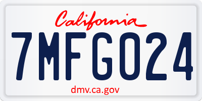 CA license plate 7MFG024