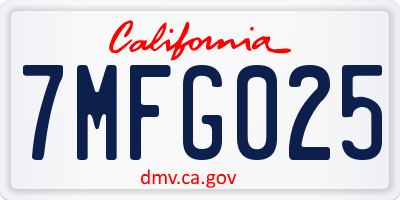 CA license plate 7MFG025
