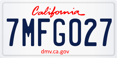 CA license plate 7MFG027
