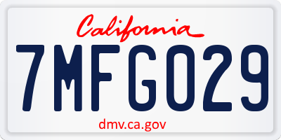 CA license plate 7MFG029