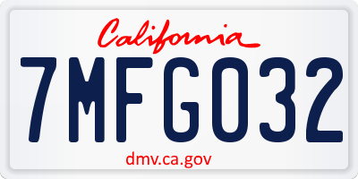CA license plate 7MFG032