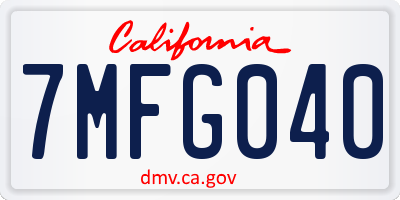CA license plate 7MFG040