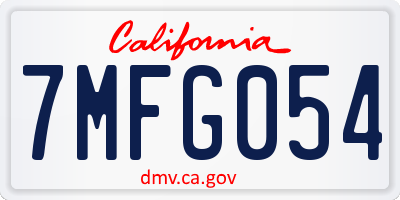 CA license plate 7MFG054