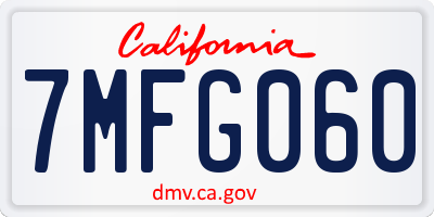 CA license plate 7MFG060