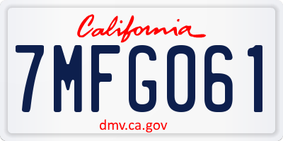 CA license plate 7MFG061