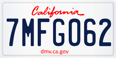 CA license plate 7MFG062