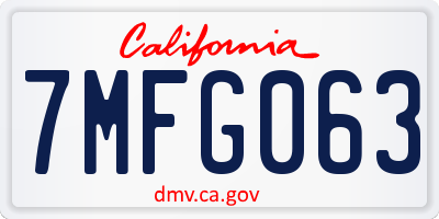 CA license plate 7MFG063