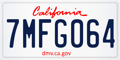 CA license plate 7MFG064