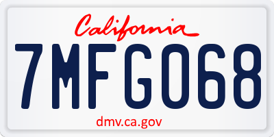 CA license plate 7MFG068