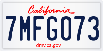 CA license plate 7MFG073