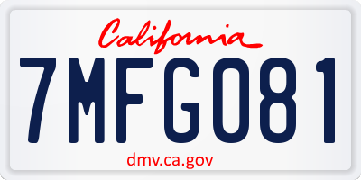 CA license plate 7MFG081