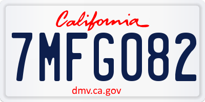 CA license plate 7MFG082