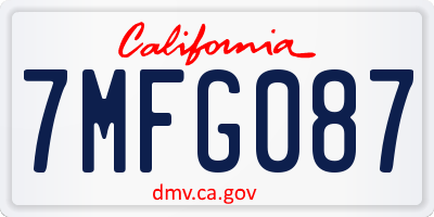 CA license plate 7MFG087
