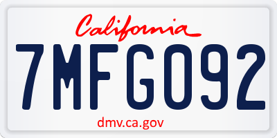 CA license plate 7MFG092