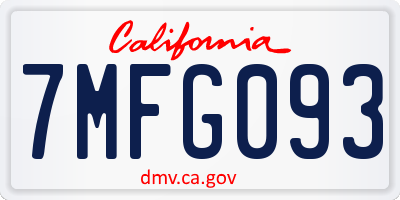 CA license plate 7MFG093