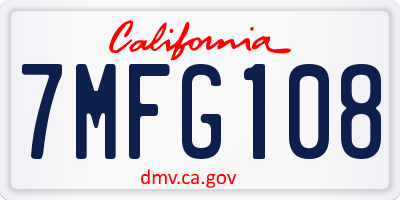 CA license plate 7MFG108